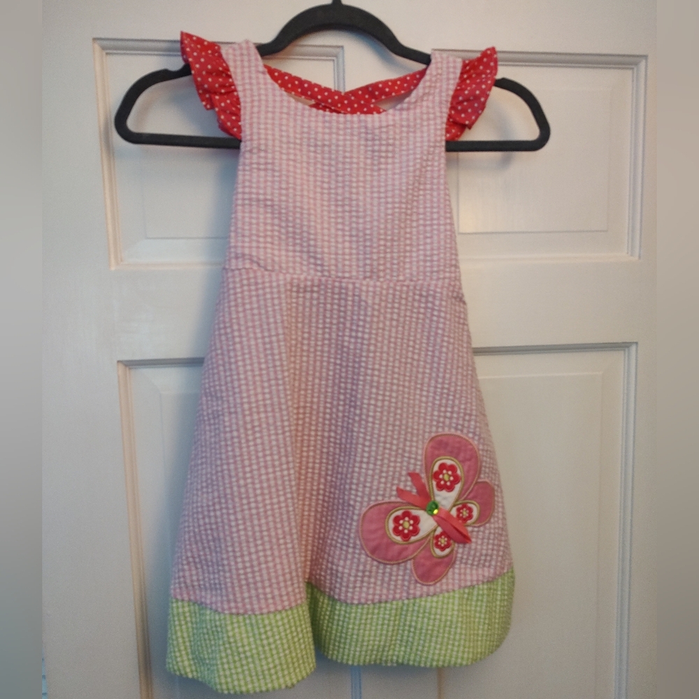 NWT!! Rare Editions Gingham Butterfly Dress